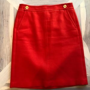 Talbots Orange Pencil Skirt w Gold Buttons Size 4